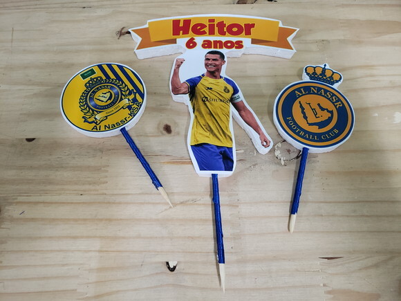 Cristiano Ronaldo Topo de Bolo Personalizado Al Nassr