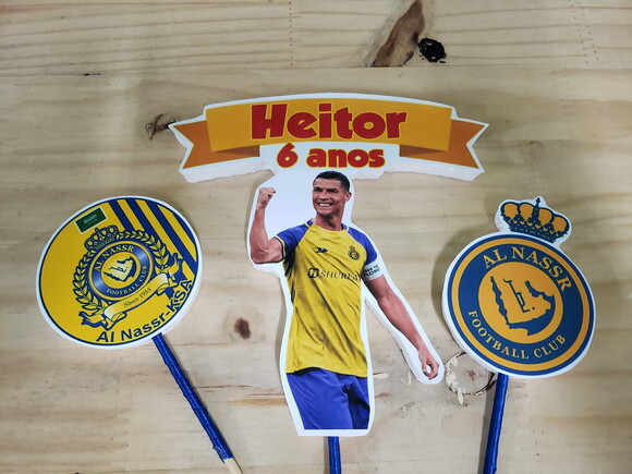 Cristiano Ronaldo Topo de Bolo Personalizado Al Nassr