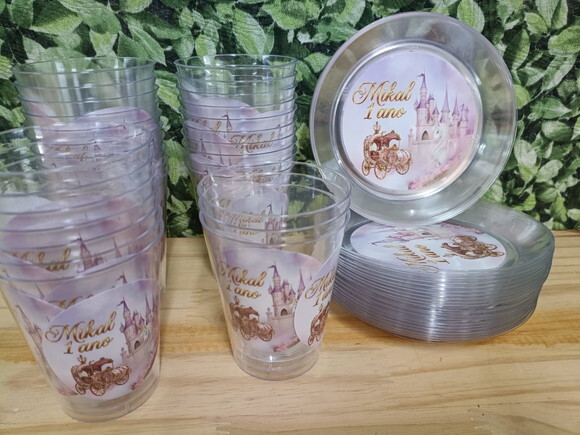 Descartáveis Personalizados Copo 300 ml Prato Sobremesa