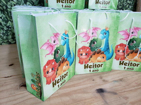 Dinossauro Baby Sacola Personalizada Pronta Entrega