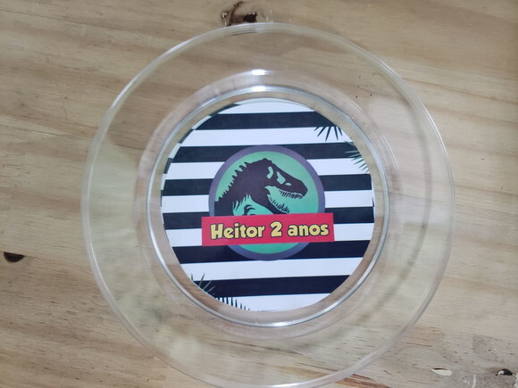 Dinossauro Prato Sobremesa Personalizado Pronta Entrega