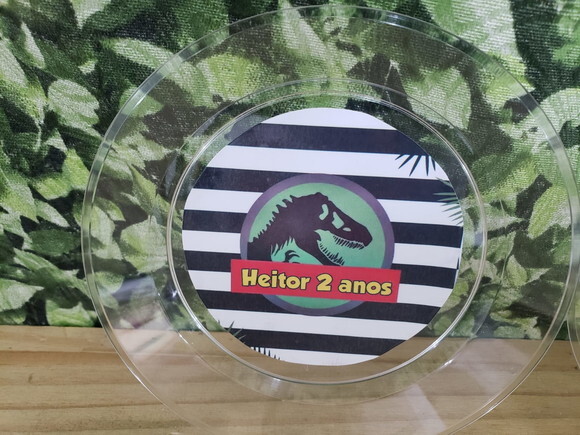 Dinossauro Prato Sobremesa Personalizado Pronta Entrega