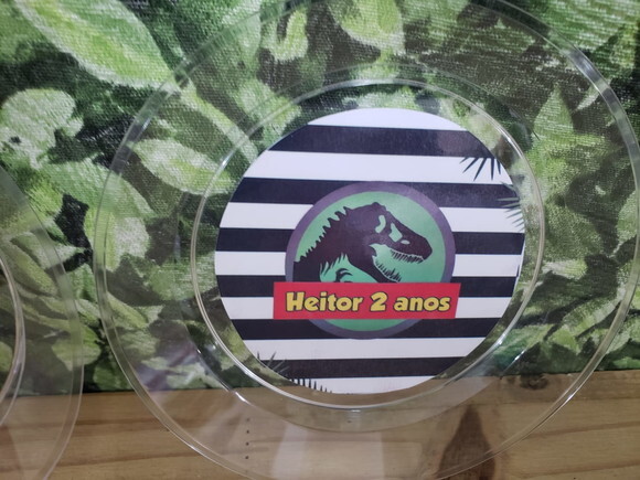Dinossauro Prato Sobremesa Personalizado Pronta Entrega