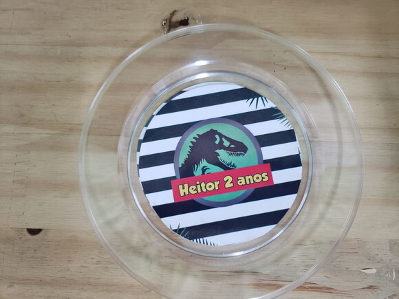 Dinossauro Prato Sobremesa Personalizado Pronta Entrega