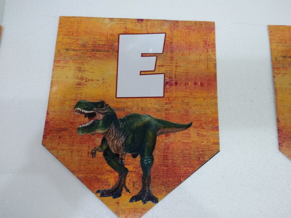 Dinossauros Varal Faixa Personalizada Parabens Mais Nome