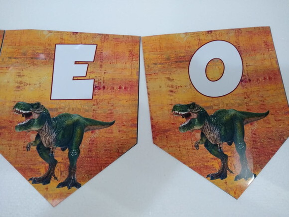 Dinossauros Varal Faixa Personalizada Parabens Mais Nome