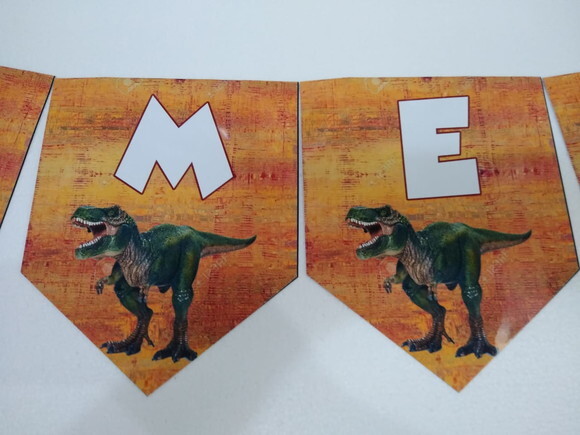 Dinossauros Varal Faixa Personalizada Parabens Mais Nome
