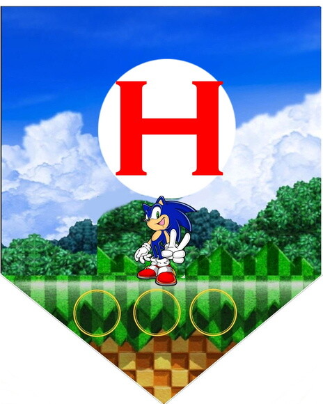 Faixa com Parabens + Nome Tema Sonic