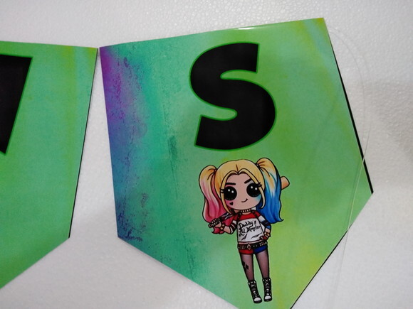 Faixa Parabens Coringa e Arlequina Baby Personalizado
