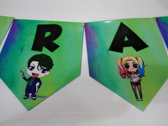 Faixa Parabens Coringa e Arlequina Baby Personalizado