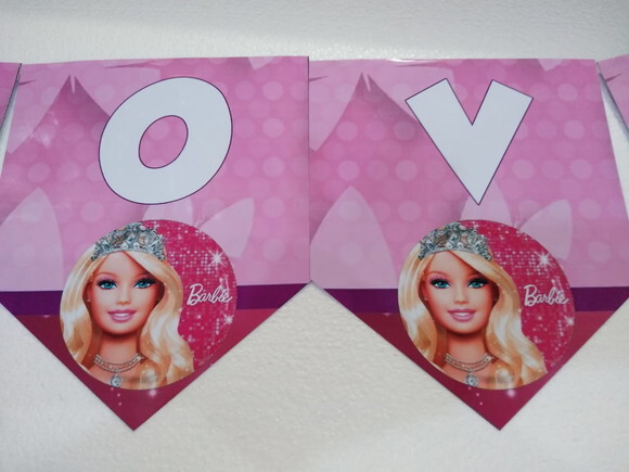 Faixa Varal Barbie Personalizada Parabéns Mais Nome