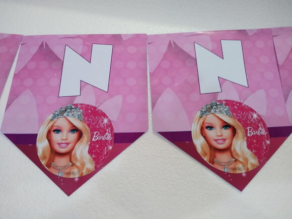 Faixa Varal Barbie Personalizada Parabéns Mais Nome