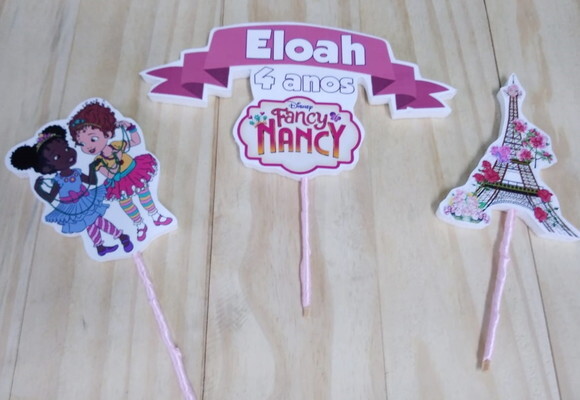 Fancy e Nancy Topo de Bolo Personalizado Pronta Entrega
