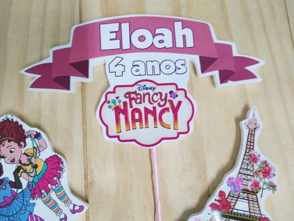 Fancy e Nancy Topo de Bolo Personalizado Pronta Entrega