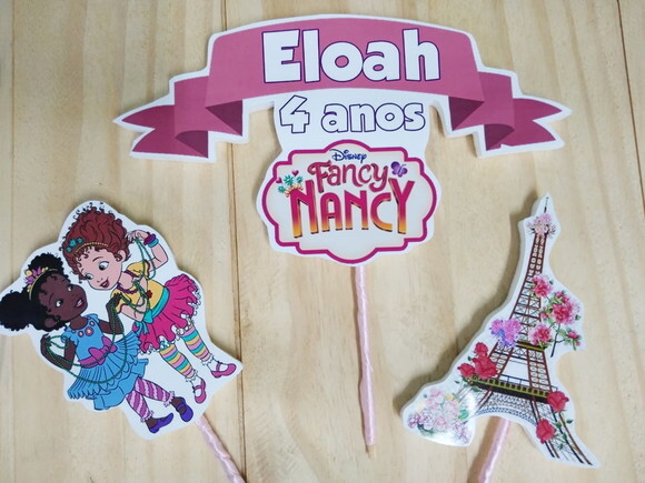 Fancy e Nancy Topo de Bolo Personalizado Pronta Entrega