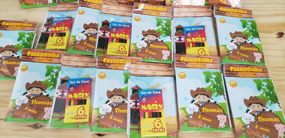 Fazendinha Caderninho Colorir Personalizado com Giz de Cera