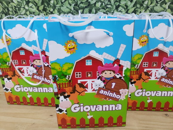 Fazendinha Menina Sacola Personalizada Pronta Entrega