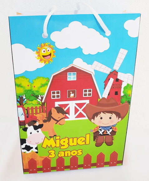 Fazendinha Sacola Personalizada Menino Pronta Entrega