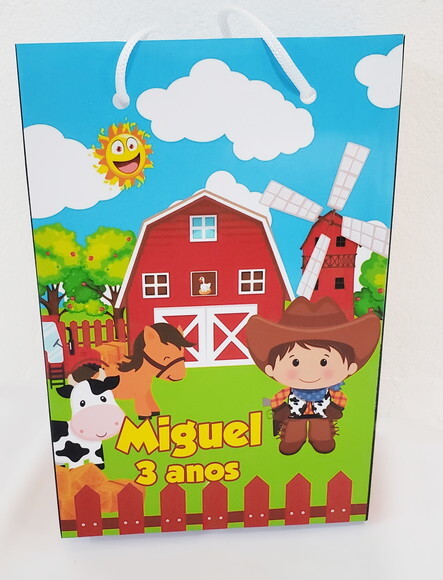Fazendinha Sacola Personalizada Menino Pronta Entrega