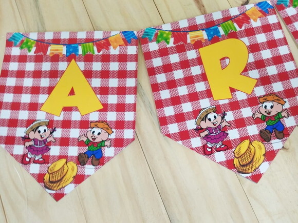 Festa Junina Varal Arraiá Mais Nome Pronta Entrega.