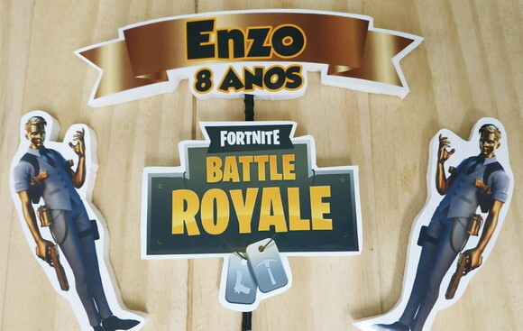 Fortnite Topo de Bolo Personalizado Pronta Entrega