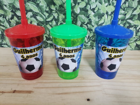 Futebol Copo Canudo Personalizado Pronta Entrega