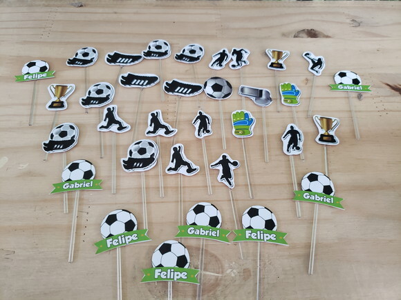 Futebol Topper para Docinhos Kit 36 Unidades Pronta Entrega