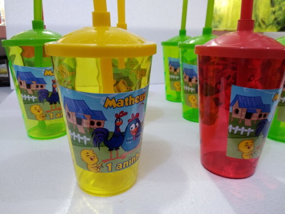 Galinha Pintadinha Copo Canudo Lembrancinha 10 Unidades