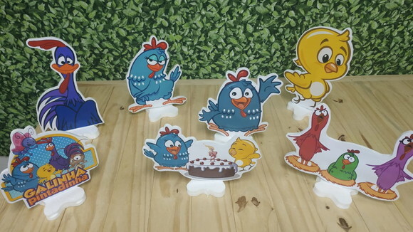 Galinha Pintadinha Kit de Mesa Displays 7 Peças P Entrega