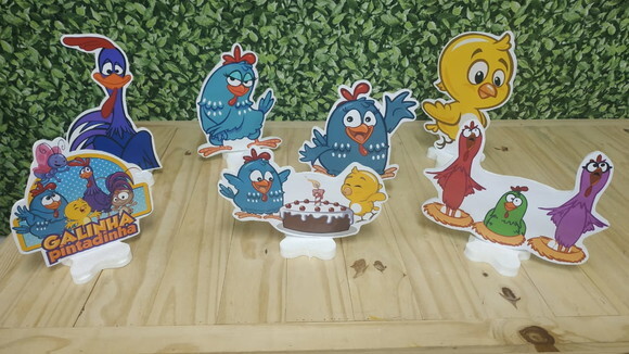Galinha Pintadinha Kit de Mesa Displays 7 Peças P Entrega