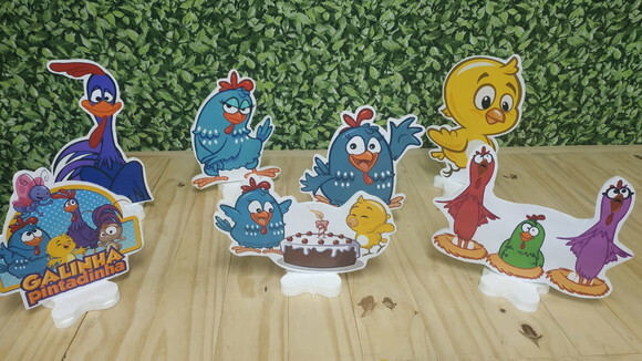 Galinha Pintadinha Kit de Mesa Displays 7 Peças P Entrega