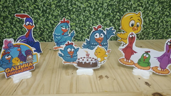 Galinha Pintadinha Kit de Mesa Displays 7 Peças P Entrega