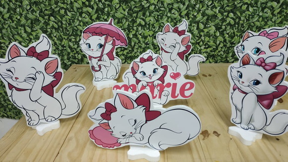 Gata Marie Kit de Mesa Tipo Displays 7 Peças Pronta Entrega