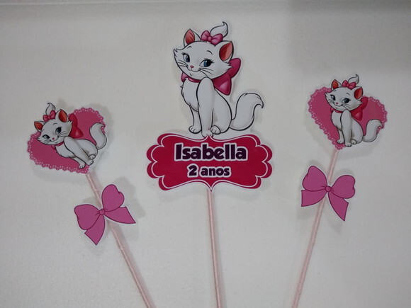 Gata Marie Topo de Bolo Personalizado
