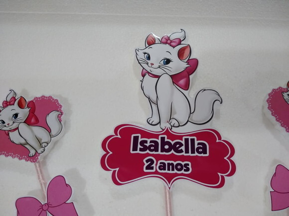 Gata Marie Topo de Bolo Personalizado