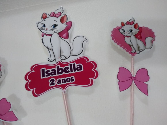 Gata Marie Topo de Bolo Personalizado