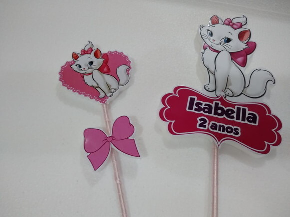 Gata Marie Topo de Bolo Personalizado