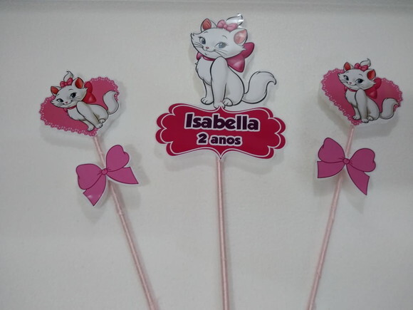 Gata Marie Topo de Bolo Personalizado