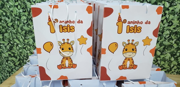 Girafinha Sacola Personalizada Tam Médio 24x17x8 cm