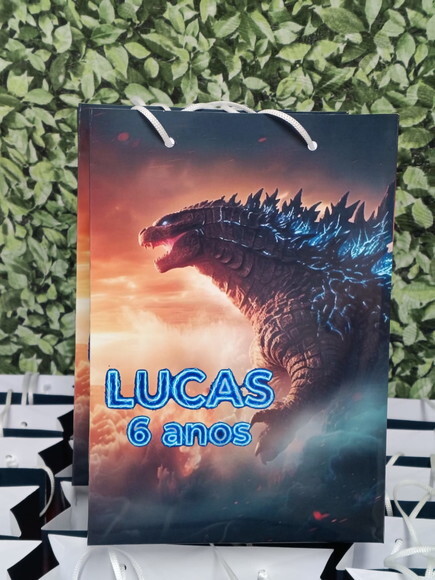 Godzilla Sacola Grande Personalizada 28x20x8 cm