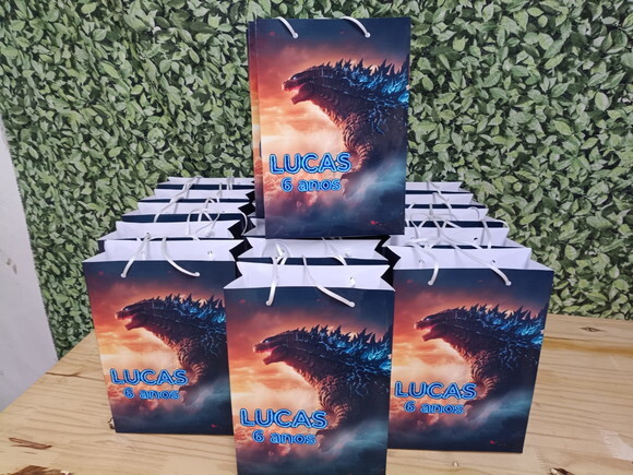 Godzilla Sacola Grande Personalizada 28x20x8 cm