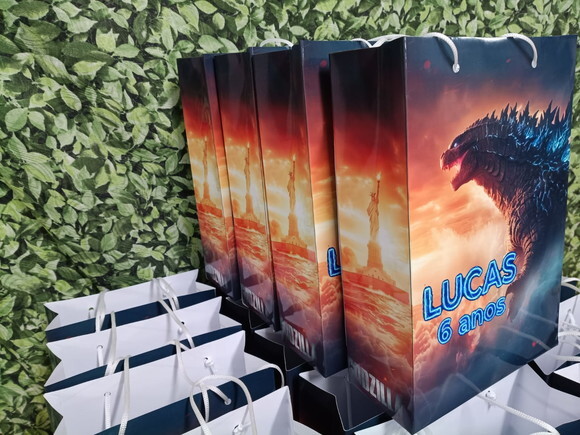 Godzilla Sacola Grande Personalizada 28x20x8 cm