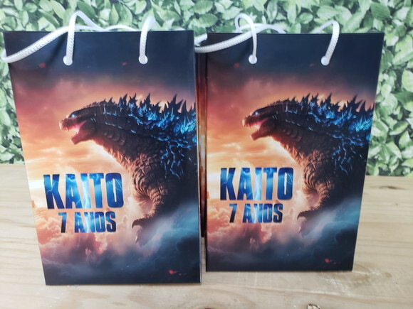 Godzilla Sacola Personalizada Tam 25x17x8 cm Pronta Entrega