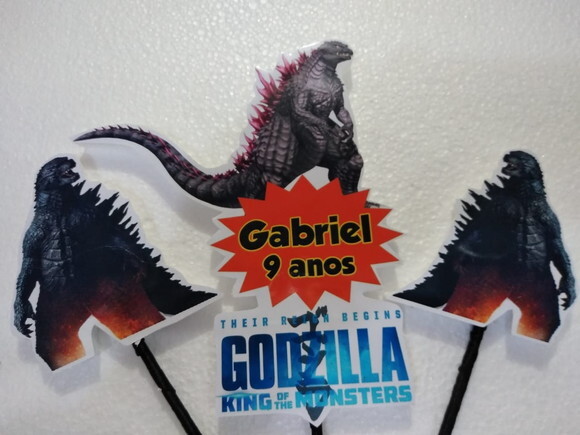 Godzilla Topo de Bolo Personalizado