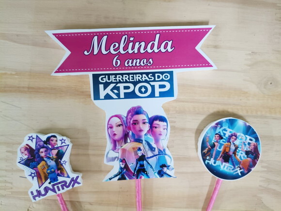 Guerreiras do K Pop Topo de Bolo Personalizado Pronta Entreg