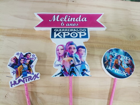 Guerreiras do K Pop Topo de Bolo Personalizado Pronta Entreg