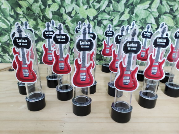 Guitarra Lembrancinha Tubetes com Apliques Personalizados