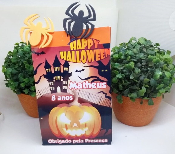 Halloween Sacola Personalizada com Aranhas Pronta Entrega