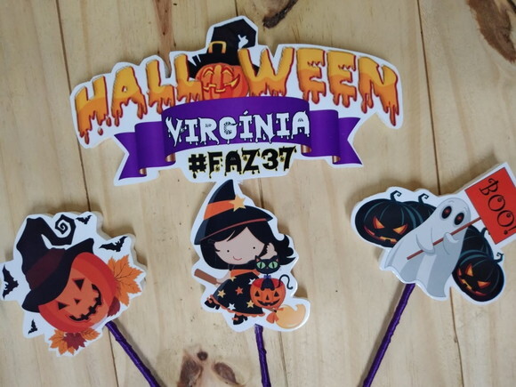 Halloween Topo de Bolo Personalizado