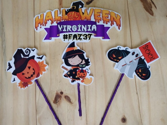 Halloween Topo de Bolo Personalizado